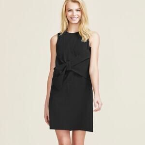 Pearl by Lela Rose Black Cotton Poplin Shift Bow Front Dress NWT 6